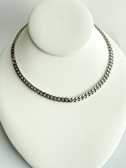 Sliver Cuban Link Chain Necklace