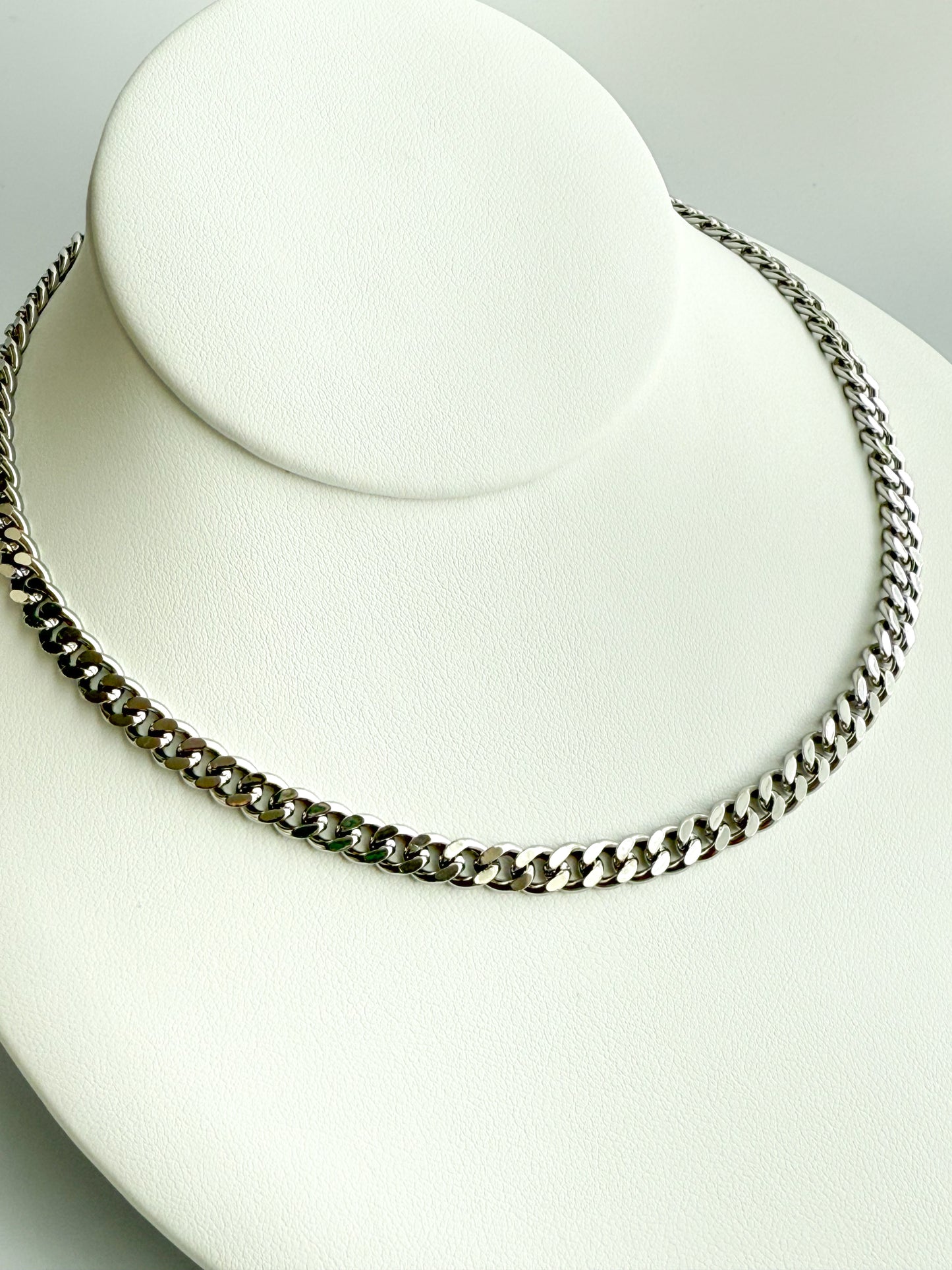 Sliver Cuban Link Chain Necklace