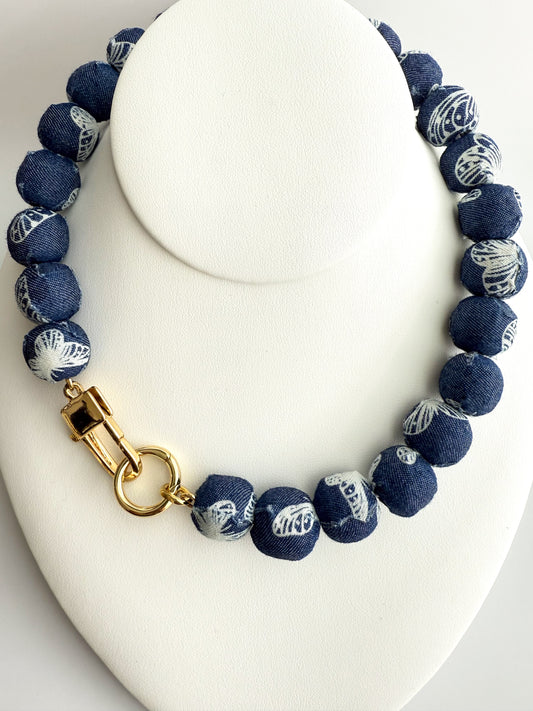 Distressed Denim Necklace