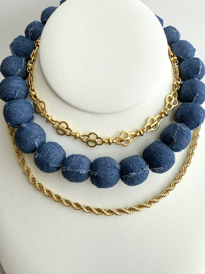 Dark Blue Denim Necklace