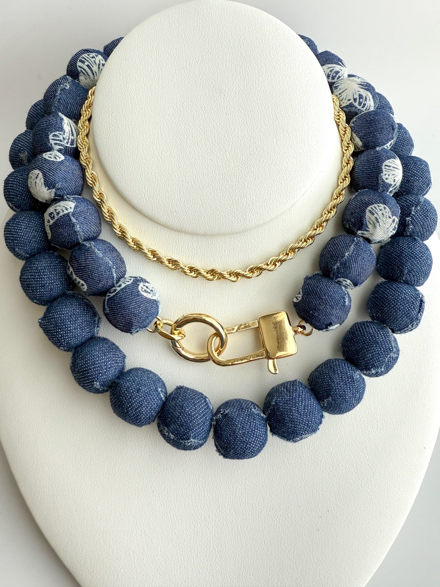 Dark Blue Denim Necklace