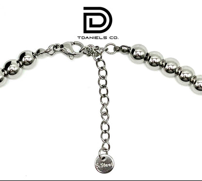 6mm Stainless Steel Beaded Necklace
