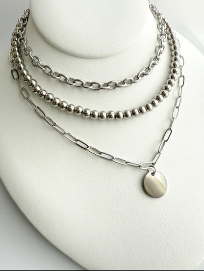 6mm Stainless Steel Beaded Necklace