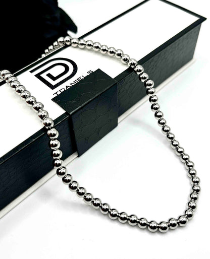 6mm Stainless Steel Beaded Necklace