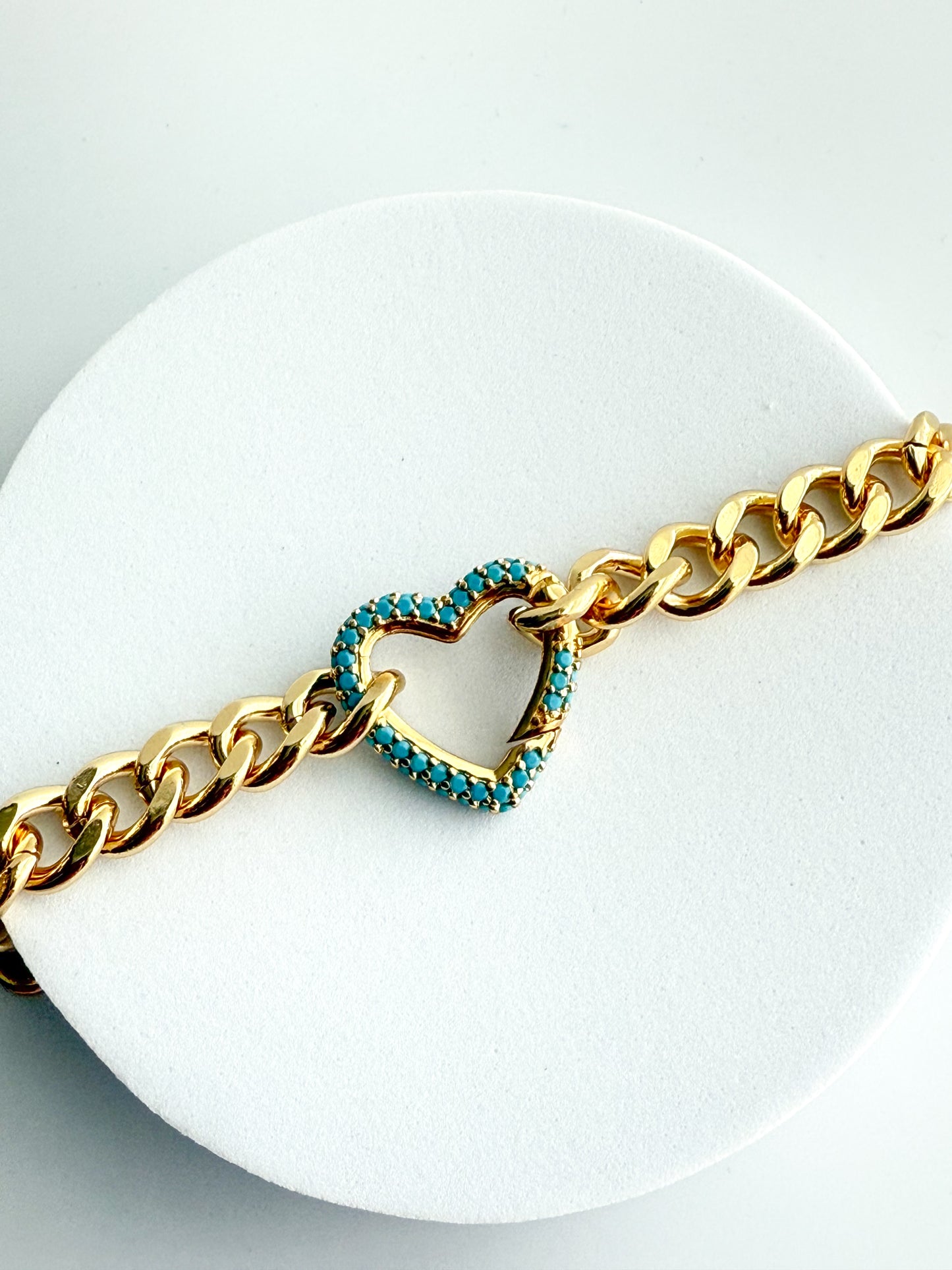 Chunky Cuban Link Heart Bracelet