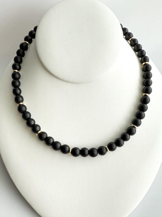 Matte Black Onyx Beaded Necklace