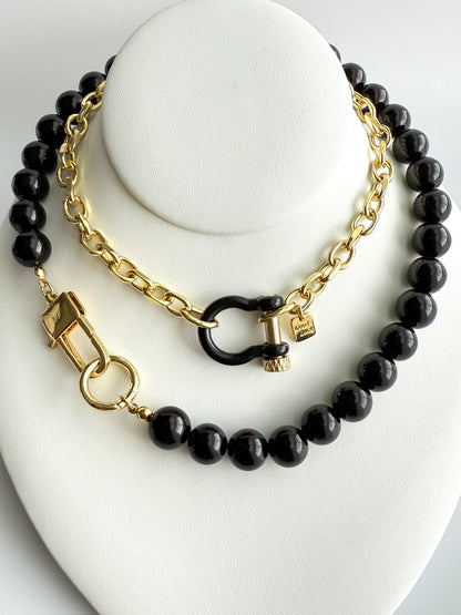 Matte Black Onyx Beaded Necklace