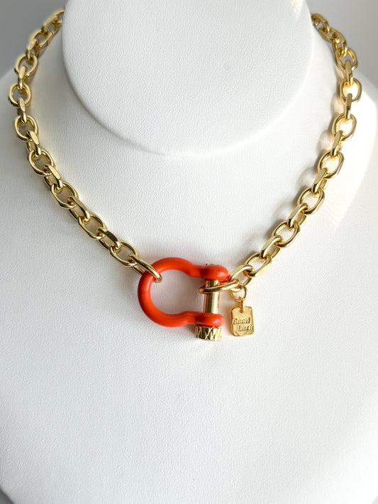 Orange Horseshoe Necklace
