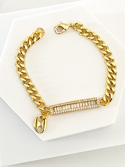 18K Gold Filled Cuban Bar Bracelet