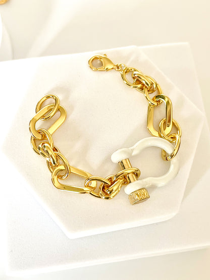 18K Gold Filled White Horseshoe Bracelet