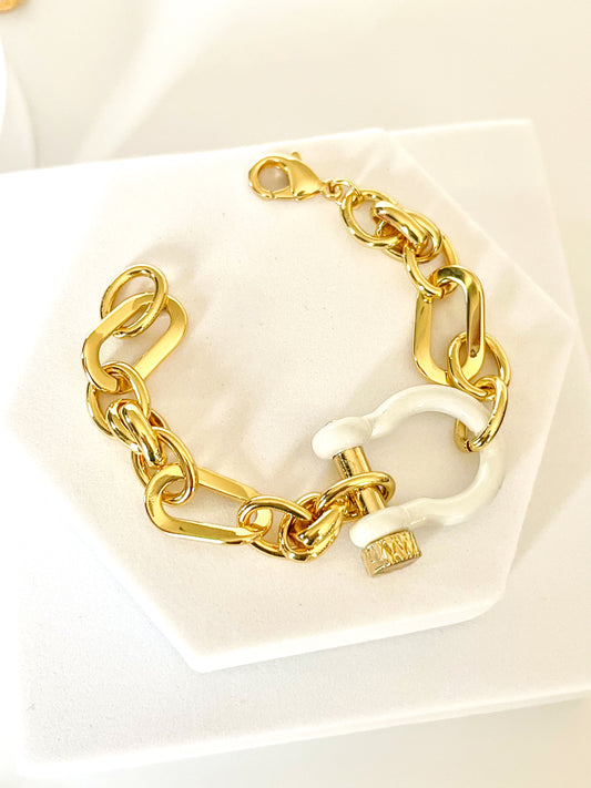 18K Gold Filled White Horseshoe Bracelet