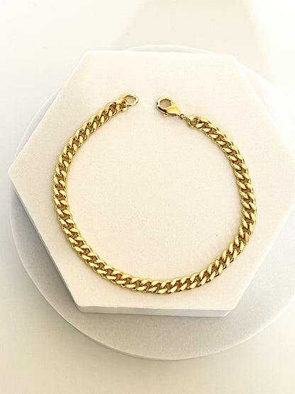 18K Gold Filled 4mm Cuban link Bracelet