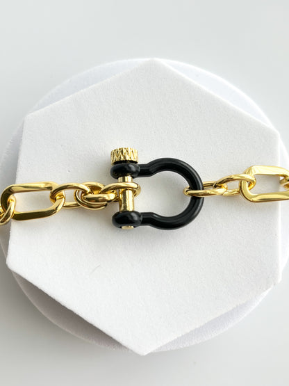 18K Gold Filled Black Horseshoe Bracelet