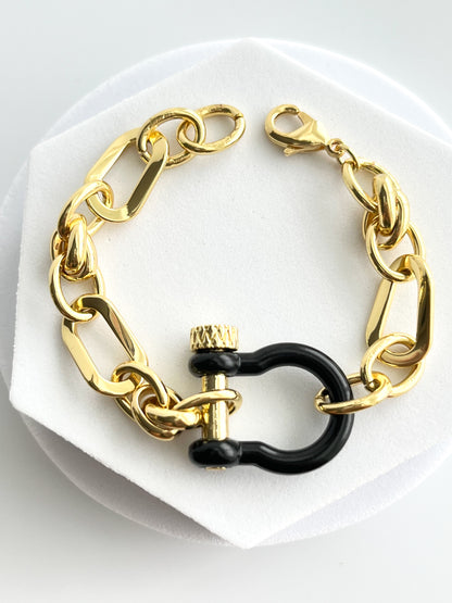18K Gold Filled Black Horseshoe Bracelet