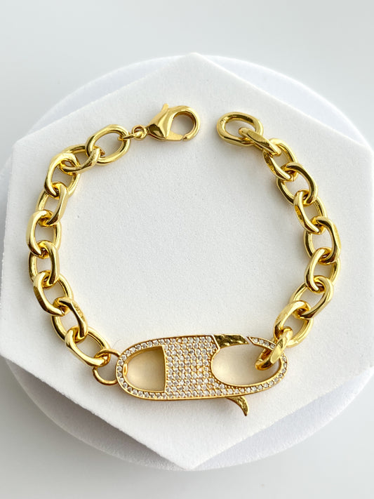 18K Gold Filled CZ Clasp Bracelet