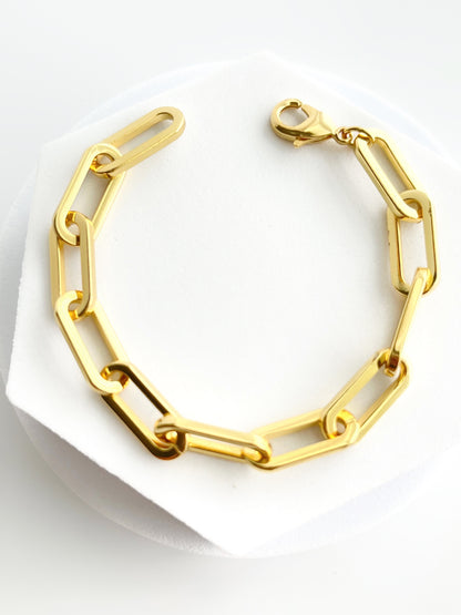 24k Gold Filled Thick Paperclip Bracelet