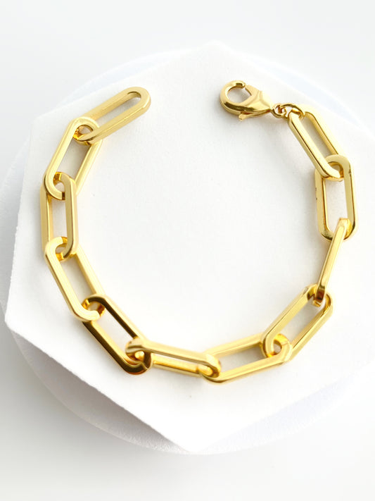 24k Gold Filled Thick Paperclip Bracelet