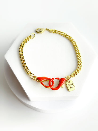 18K Gold Filled Orange Horseshoe Chain & Double Clasp Bracelets