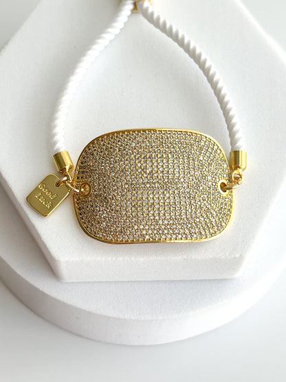 Oval CZ Adjustable Slider Bracelet