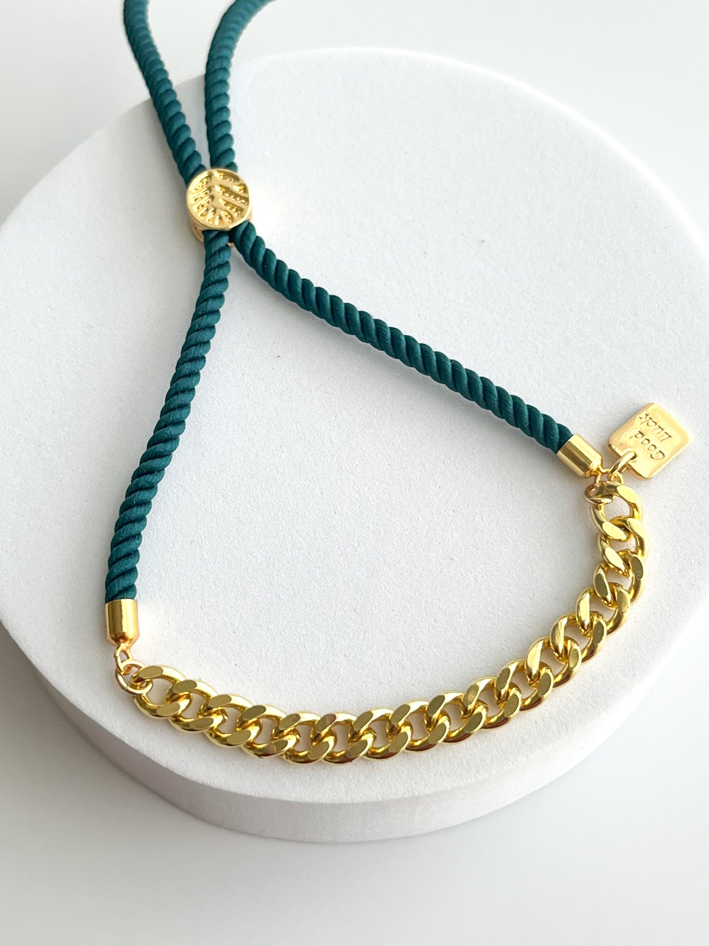 Dark Green Adjustable Slider Bracelet