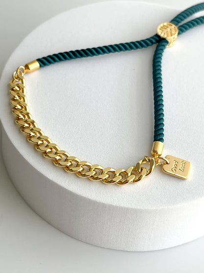 Dark Green Adjustable Slider Bracelet