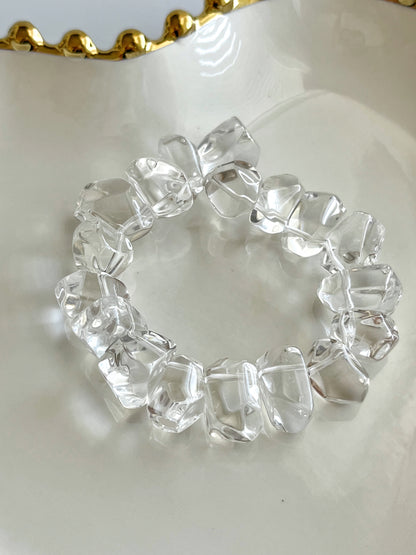 Clear Rock Crystal Beaded Bracelet