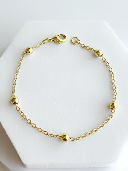 18K Gold Filled Beaded Chain Bracelet