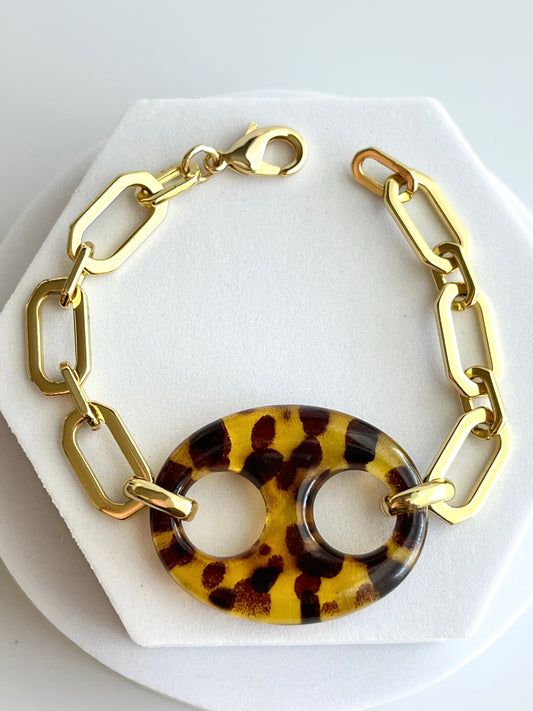 Large Leopard Pig Eye Chain Bracelet