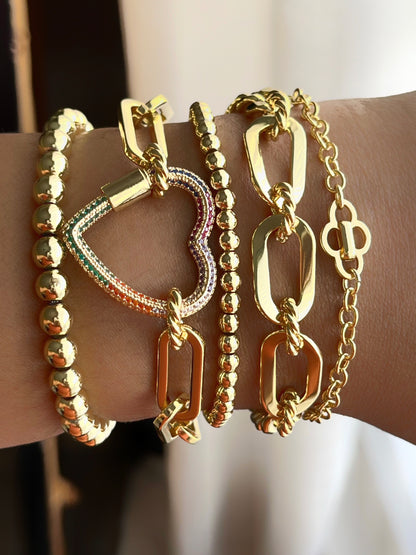 Thick Paperclip Heart Bracelet