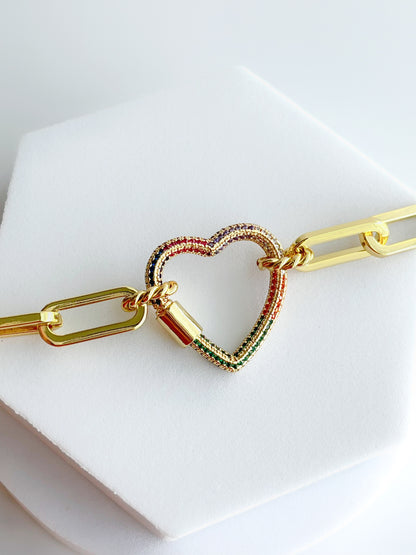 Thick Paperclip Heart Bracelet