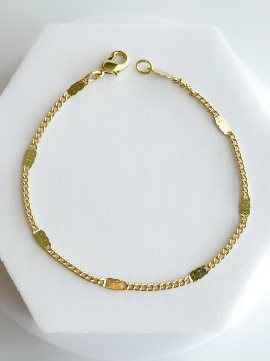 18K Gold Filled 3mm Curb Chain Bracelet