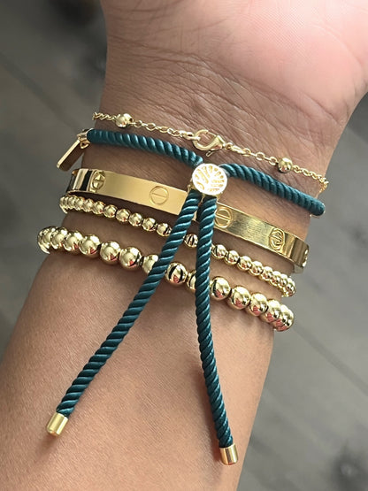 Dark Green Adjustable Slider Bracelet