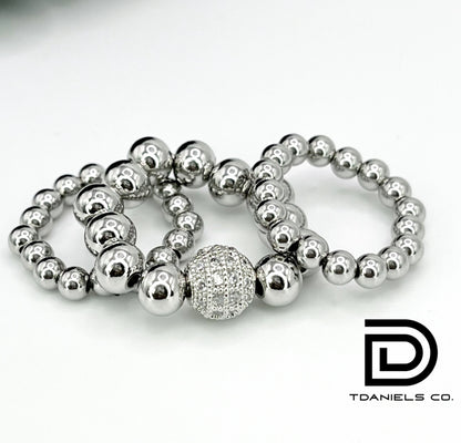 Stainless Steel Beaded CZ Ring