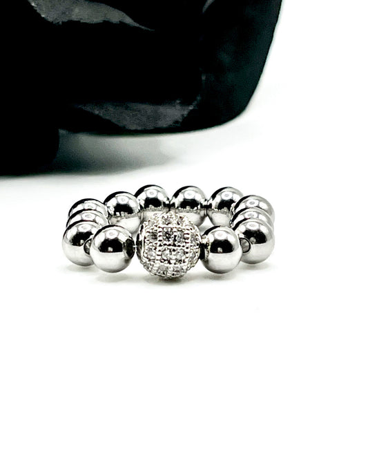 Stainless Steel Beaded CZ Ring